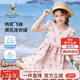 Classic Teddy女童裙子兒童連衣裙中小童田園碎花裙夏季時(shí)尚公主裙 紫花 100 