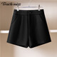 塔馳密司高端高腰a字短褲女秋裝2025新款顯瘦氣質(zhì)簡(jiǎn)約休閑闊腿褲子女 黑色 27
