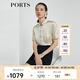 PORTS寶姿 商場(chǎng)同款新品女裝氣質(zhì)光面短袖襯衫LL8B125GWP001 沙駝色 L (8)