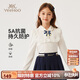 英氏（YEEHOO）女童polo衫兒童T恤中大童裝長(cháng)袖上衣學(xué)院抗菌打底衫秋 白色 130