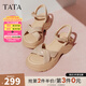 他她（TATA）涼鞋女鞋2025秋季新款休閑厚底法式氣質(zhì)時裝涼鞋女 杏色 36