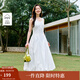 茵曼歐若風(fēng)花苞無(wú)袖連衣裙2025夏季女裝新款寬松收腰a字背心裙 云朵白 S