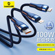 倍思 三合一100W數據線(xiàn)6A快充 適用蘋(píng)果Type-c安卓手機充電器線(xiàn)iPhone15/14/小米華為一拖三充電線(xiàn) 藍