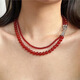 墨利亞（Meliades）可拆卸高品質(zhì)新年紅鴿血紅冰透起光紅玉髓瑪瑙雙層項鏈毛衣鏈 雙圈疊戴項鏈