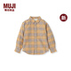 無(wú)印良品（MUJI）大童 法蘭絨長(cháng)袖襯衫兒童襯衣男童女童 童裝25年秋季新品CB1PFA5A 暗黃色格紋 120 /60A