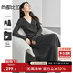 尚都比拉慵懶風針織衫套裝女秋冬假兩件上衣顯瘦半身裙兩件套 黛灰色 L 