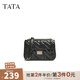 他她（TATA）氣質(zhì)菱格通勤單肩包女包包小方包斜挎包春季新款X3428AX5 黑色 F