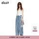 DZZIT地素牛仔褲2024秋季水洗闊腿設計都市休閑風(fēng)褲子女 藍色 M