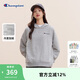 Champion冠軍加絨連帽衛衣女新款休閑時(shí)尚刺繡長(cháng)袖上衣 淺麻灰色  M 