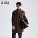 利郎輕時(shí)尚男裝【內里充絨】毛呢大衣男長(cháng)款雙排扣羊毛保暖羽絨外套 綠咖（3H） 2XL (180)