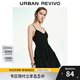 UR2025夏季新款女裝波嬉風(fēng)V領(lǐng)肌理感吊帶連衣裙UYY750019 正黑 S