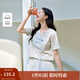 茵曼棉質(zhì)刺繡圓領(lǐng)短袖T恤女裝2025夏季新款字母標語(yǔ)閃片上衣 淺花灰 S
