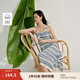 茵曼（INMAN）彩虹條紋針織吊帶裙2025夏季女裝新品V領無袖內(nèi)搭連衣裙長裙 彩虹藍 S
