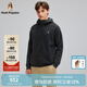 Hush Puppies【舒適休閑】暇步士男裝秋季保暖透氣棉感拉鏈開衫 漆黑色 M