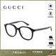 古馳（GUCCI）眼鏡女織帶鏡腿素顏黑框鏡架男近視時(shí)尚文藝鏡框圣誕禮物GG0932OA GG0932OA -001