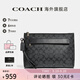 COACH/蔻馳 官方授權 新款男士時(shí)尚休閑手拿包圣誕節禮物情人節禮物 黑色F29508CQBK