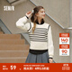 森馬（Semir）森馬針織衫女短款假兩件條紋氣質(zhì)2024春套頭衫通勤 白黑色調00319 M 160/84A