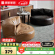 顧家家居懶人沙發(fā)EPP豆袋踏踏米休閑小戶(hù)型豆袋客廳創(chuàng)意陽(yáng)臺(tái)躺臥 豆袋懶人沙發(fā)PU圓盤(pán)-卡其色