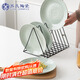 蘇氏陶瓷（SUSHI CERAMICS）青光綠芝麻釉點(diǎn)8英寸餐盤(pán)飯盤(pán)湯盤(pán)子西式螺紋4個(gè)