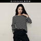佐丹奴【韓國明星同款】?；晟琅兠迣捤蓷l紋長(cháng)袖t恤女05325555