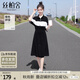 絲柏舍 撞色拼接收腰連衣裙2025春夏女士減齡中長(cháng)款衛衣裙