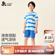 久歲伴男童睡衣夏季兒童家居服藍色短袖短褲A類(lèi)薄款中大童寶寶外穿套裝 海藍 160 /身高150-162體重90-105斤