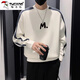 啄木鳥(niǎo)衛衣男2025秋季新款圓領(lǐng)套頭衫韓版寬松長(cháng)袖t恤男潮牌休閑上衣男 白色 XL 建議120-145斤