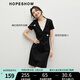 紅袖休閑連衣裙2025夏季新款女裝假兩件拼接連帽領(lǐng)獨(dú)特漂亮掐腰中長(zhǎng)裙 黑050 XL