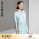 顏域簡(jiǎn)約百搭針織衫女裝2024新款夏裝時(shí)尚通勤休閑短袖V領(lǐng)上衣女 淺藍 XXL/44