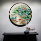 高檔刺繡圓形入戶(hù)玄關(guān)掛畫(huà)九魚(yú)聚財圖荷花新中式餐廳客廳走廊蘇繡 《九魚(yú)聚財圖》精品蘇繡畫(huà) 直徑60cm 高端實(shí)木立體框