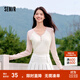 森馬（Semir）【云柔親膚】長(zhǎng)袖t恤女短款V領(lǐng)修身上衣24年新款插肩袖休閑薄外套 粉色調(diào)01315 M
