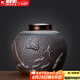 正揚(yáng)粗陶茶葉罐密封罐家用鎏金復(fù)古鐵銹釉陶瓷大號(hào)儲(chǔ)茶罐懷舊合金罐蓋 1100克 鎏金鐵釉粗陶罐-魚(yú)戲荷塘