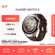 HUAWEI WATCH 5 46mm高端款航天級鈦合金表殼木星棕素皮復合表帶首創(chuàng  )X-TAP智感窗鴻蒙AI腕上小藝eSIM通信