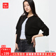 優(yōu)衣庫驚喜價(jià)女裝精紡美利奴羊毛圓領(lǐng)針織開衫/長袖通勤478331 09 黑色 L