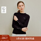 茵曼（INMAN）2025秋冬女裝新款 包芯紗絨感圓領(lǐng)毛衣女修身顯瘦針織內(nèi)搭打底衫 黑色 S