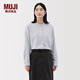 無(wú)印良品（MUJI）女式 法蘭絨 立領(lǐng)長(cháng)袖襯衫 女士襯衣外套 25年秋季 女裝 淺灰色 M (160/84A)