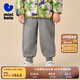 迷你巴拉【蹦蹦褲】男童長(cháng)褲冬季寶寶舒適保暖華夫格加絨褲子 中花灰00502 105