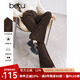 百圖betu女裝冬季新款休閑褲高腰燈芯絨坑條喇叭褲褲子女2411T74 咖啡色 L
