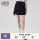 Teenie Weenie小熊秋季格紋百褶短裙學院風休閑半身裙灰色半裙女裝 撞色 S (160)