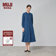 無(wú)印良品（MUJI）女式 棉 靛藍染色 長(cháng)袖連衣裙女裝長(cháng)裙子 春季純棉BC2JVA4A 藏青色 L (165/88A)
