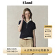 ELAND【經(jīng)典公式】衣戀T恤女polo領(lǐng)深門襟修身顯瘦短袖2025夏新款 藏青色(59)Navy L /170