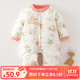 婧麒嬰兒連體衣保暖秋冬夾棉冬季新生兒衣服寶寶150g加厚哈衣服 150g粉色花叢兔 73cm
