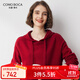 科蒙博卡秋冬連帽本命年羊絨衫女加厚寬松外穿紅色毛衣 石榴紅 XL