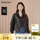 朵以（Duoyi）2025秋季新款休閑簡(jiǎn)約酷颯機車(chē)翻領(lǐng)夾克PU皮衣插肩袖短外套 黑色 L