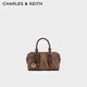 CHARLES&KEITH25冬新品復古絨面小方包波士頓包CK2-30671820-1 Mocha Brown摩卡棕 S