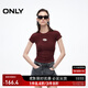 ONLY2025夏季新款胸前鏤空字母設計短袖圓領(lǐng)正肩T恤女|125201038 E17茶色葡萄酒 M