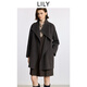 LILY2025冬新款女裝羊毛羊絨混紡老錢風收腰雙面呢毛呢外套小個子 711深咖啡 M
