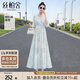 絲柏舍V領(lǐng)連衣裙2025夏裝新款女裝收腰顯瘦溫柔風(fēng)喇叭袖碎花裙