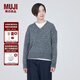 無(wú)印良品（MUJI） 女式 羊毛混紡 V領(lǐng)毛衣 長(cháng)袖針織衫 女裝 上衣 BA1O0A3A 炭灰色 S （155/80A）