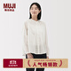 無印良品（MUJI） 女式 棉紗 長袖罩衫 女士襯衫襯衣內(nèi)搭女裝25年秋季上衣BC2O7A5A 米白色 M （160/84A）